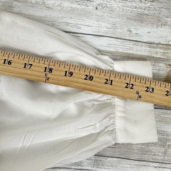 KAREN by Simonsen Ruffle Balloon Sleeve White Peasant Long Shirt Top Size 12 - Picture 14 of 16